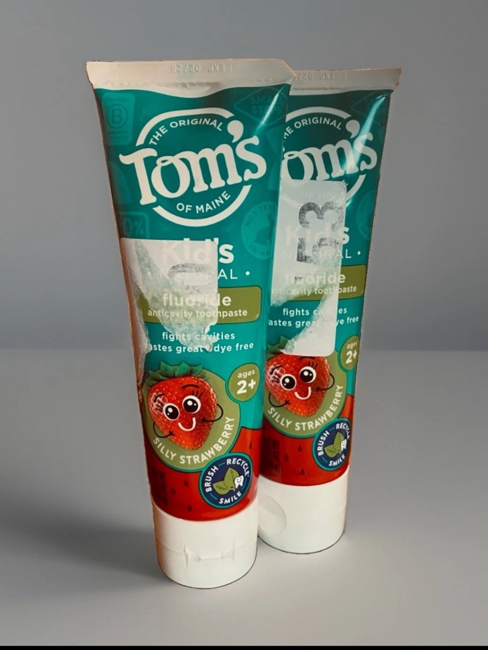 Lot- 2-Tom’s Kids Fluoride Anticavity Toothpaste Ages 2+ Silly Strawberry 5oz